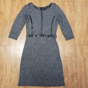 Limited Knit Midi Dress w/Faux Leather Trim Medium